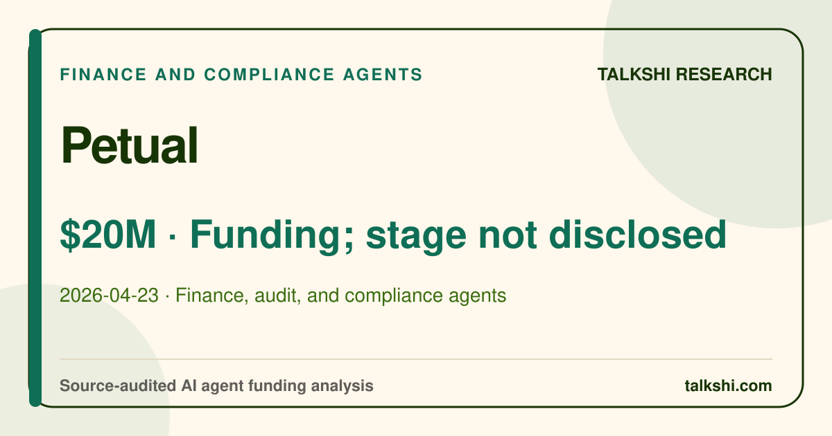Petual $20M Funding; stage not disclosed AI funding analysis