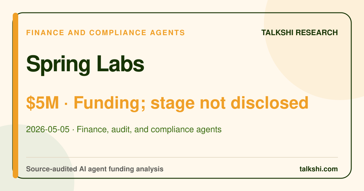 Spring Labs $5M Funding; stage not disclosed AI funding analysis